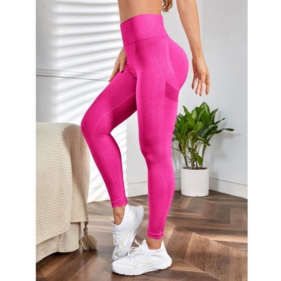 Seamless Wide Waistband Scrunch Butt Gym Leggings Activewear athleisure - Picture 5 of 8